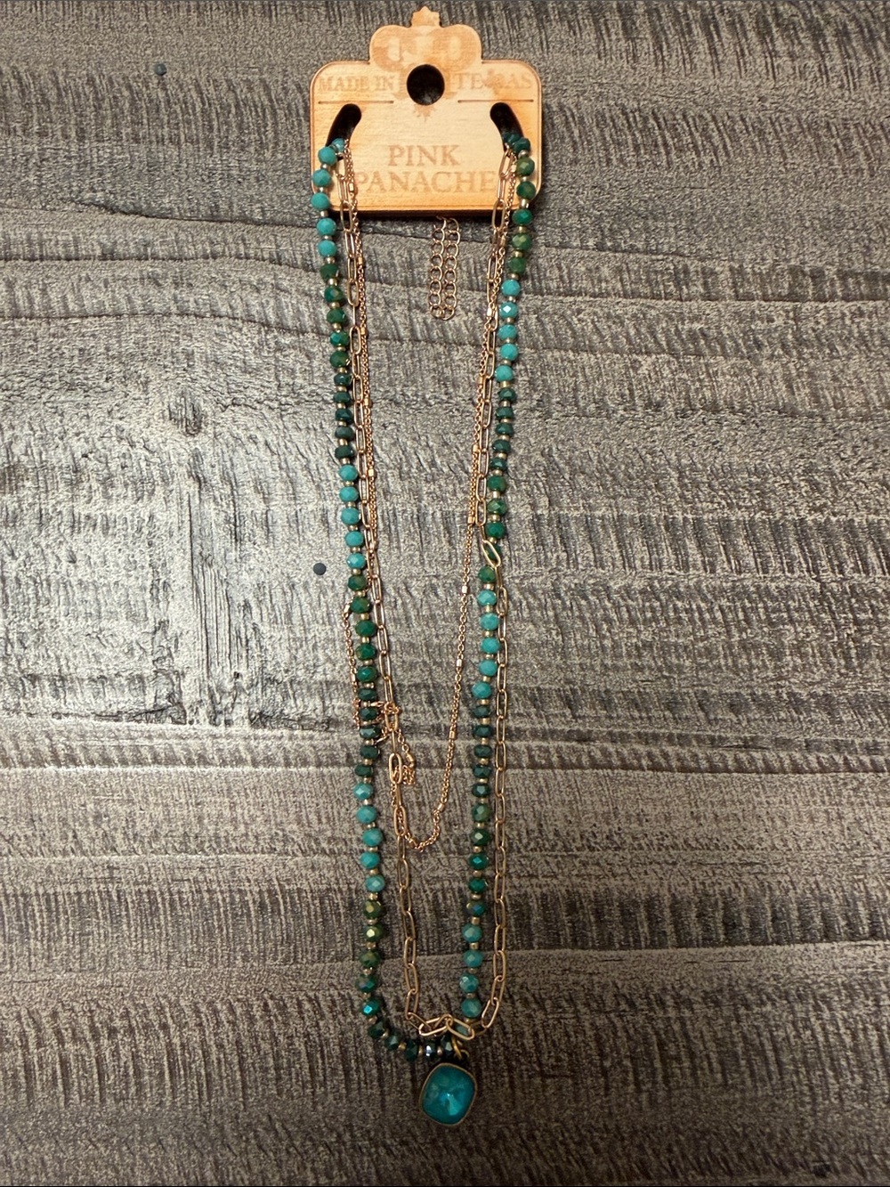 Pink Panache Teal Beaded Multi-Strand Necklace